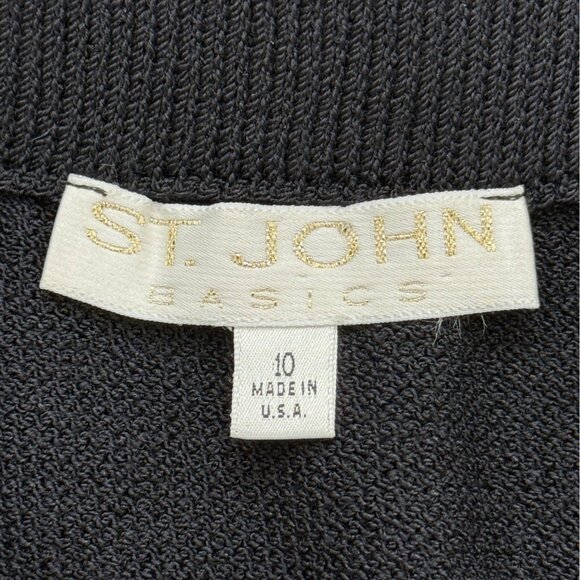 St. John Basics Black Knit Pencil Skirt Santana Knit Womens Size 10 Made In USA - Picture 3 of 6